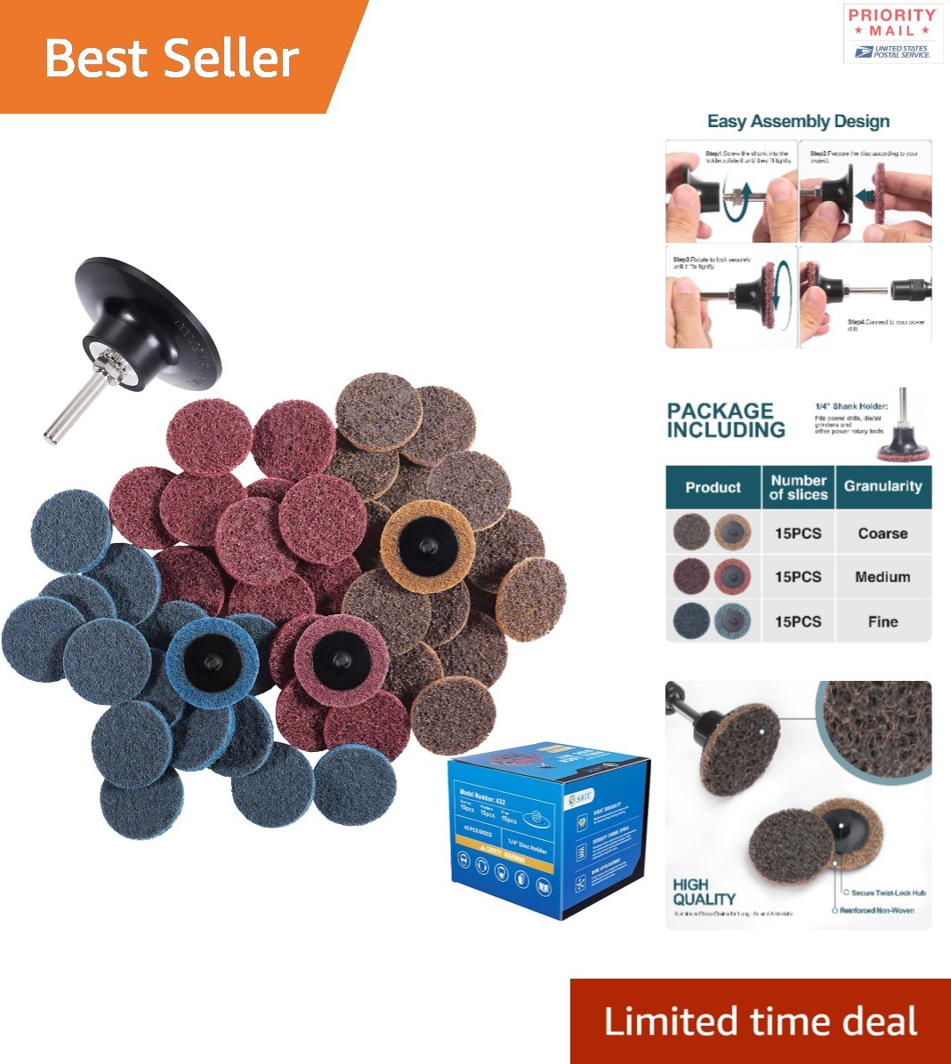 46PCS Sanding Discs 50mm Quick Change Discs Holder Surface Conditioning Fine …