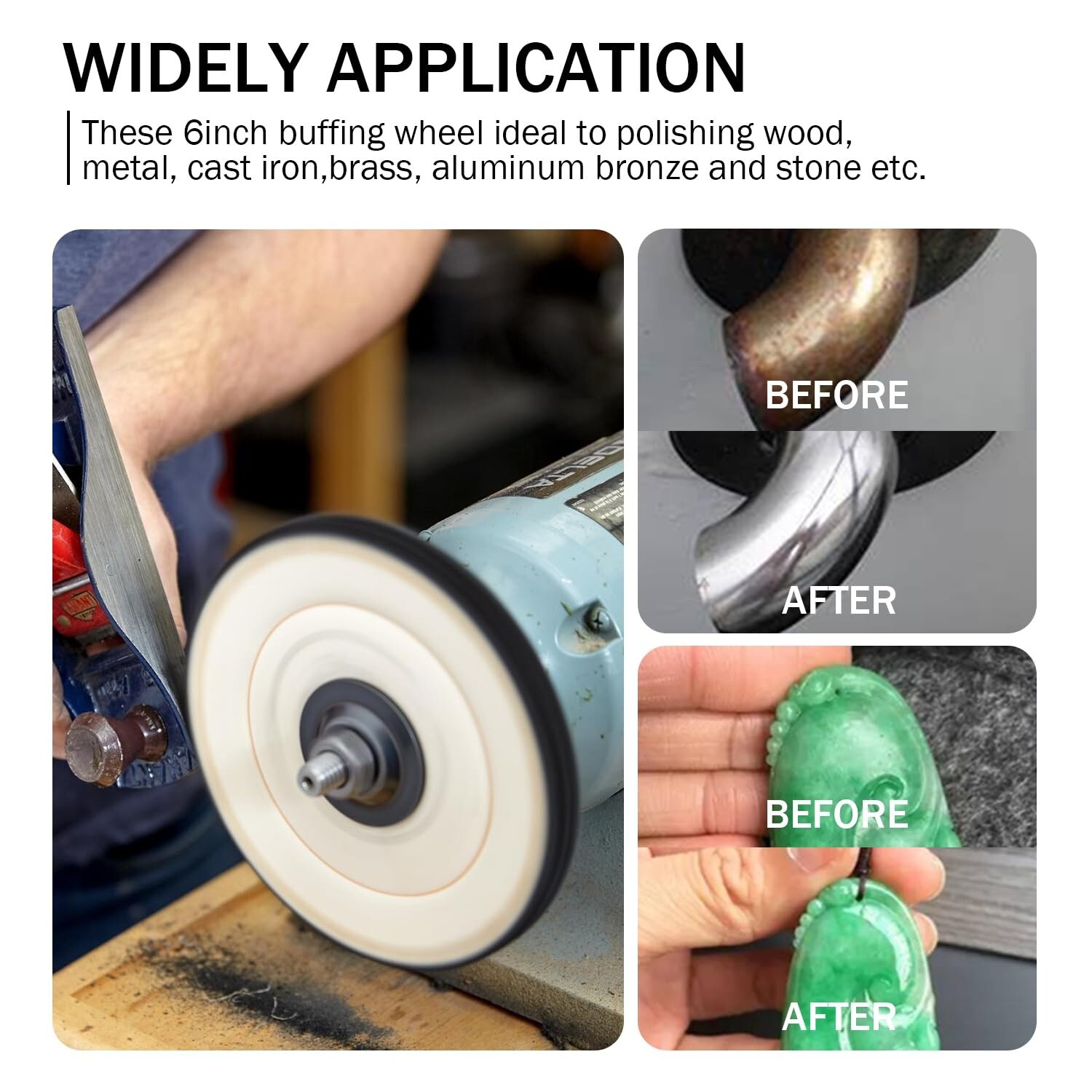 Cotton Buffing Wheels 6-Inch with 7.4oz Polishing Compound for All Surfaces