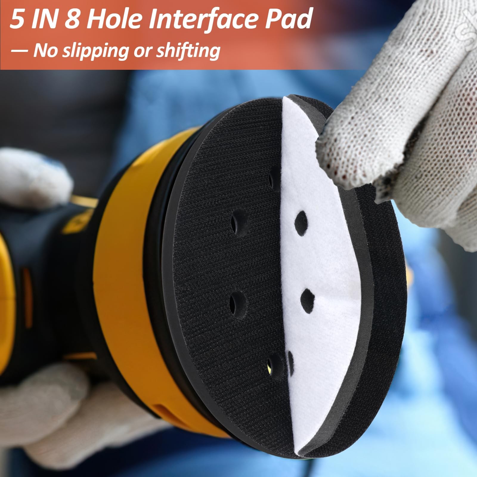 4 Pack 5 Inch 8 Holes Foam Sanding Pads, Soft Density Interface Pad, Hook and Lo