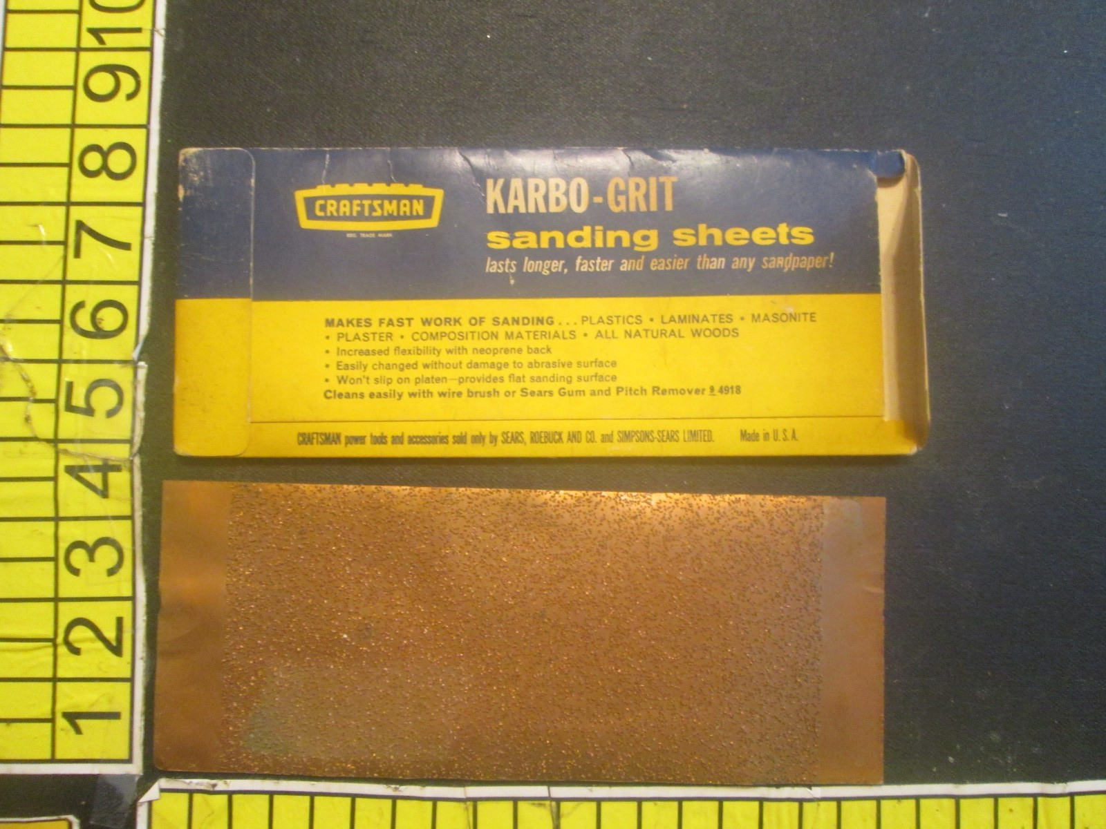 Sears Roebuck and Co Craftsman Karbo-Grit Sanding Sheet 3 5/8″ x 9 1/2″ Coarse