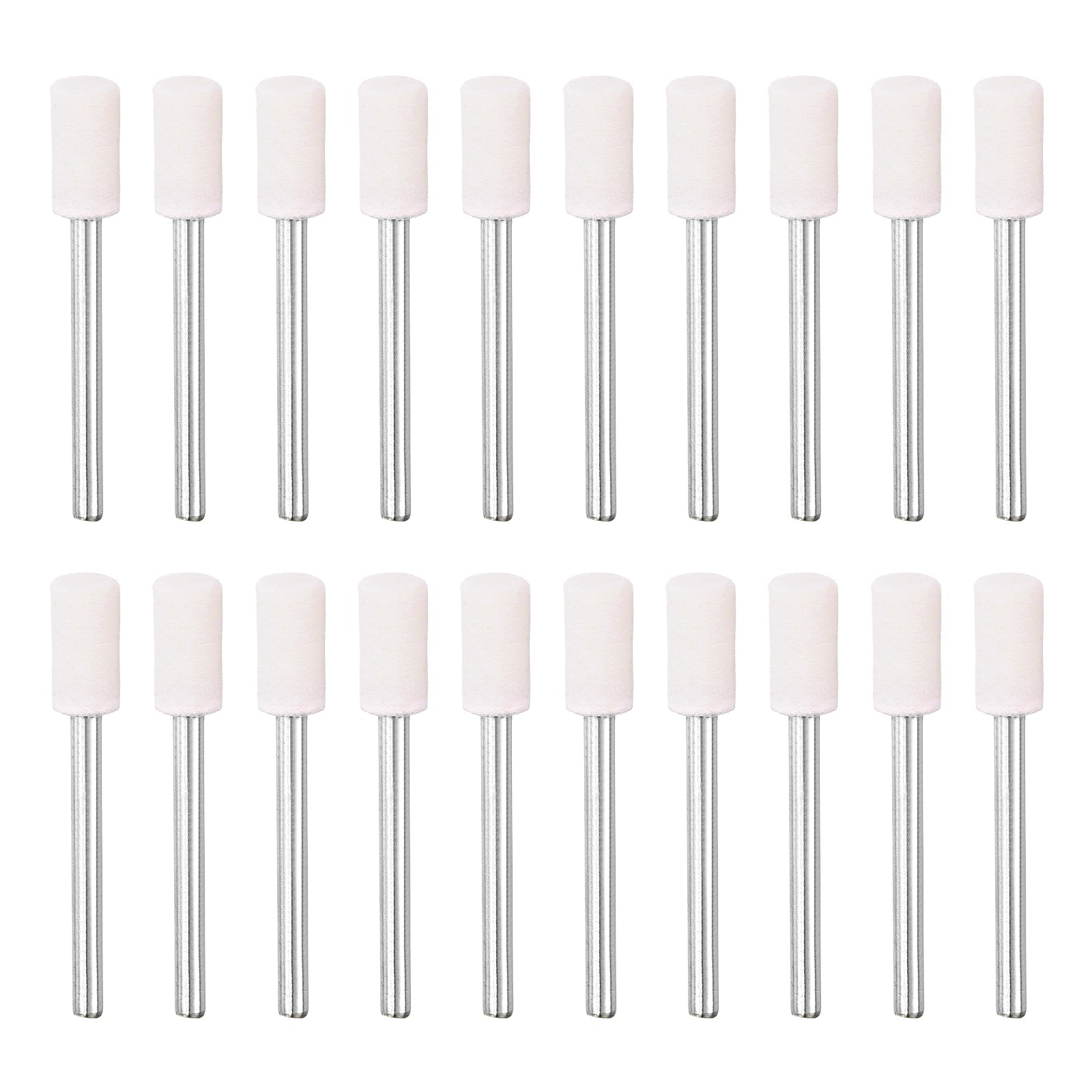 20 Pcs Wool Felt Mounted Mandrel Points 5mm Cylinder Head with 1/8″ Shank