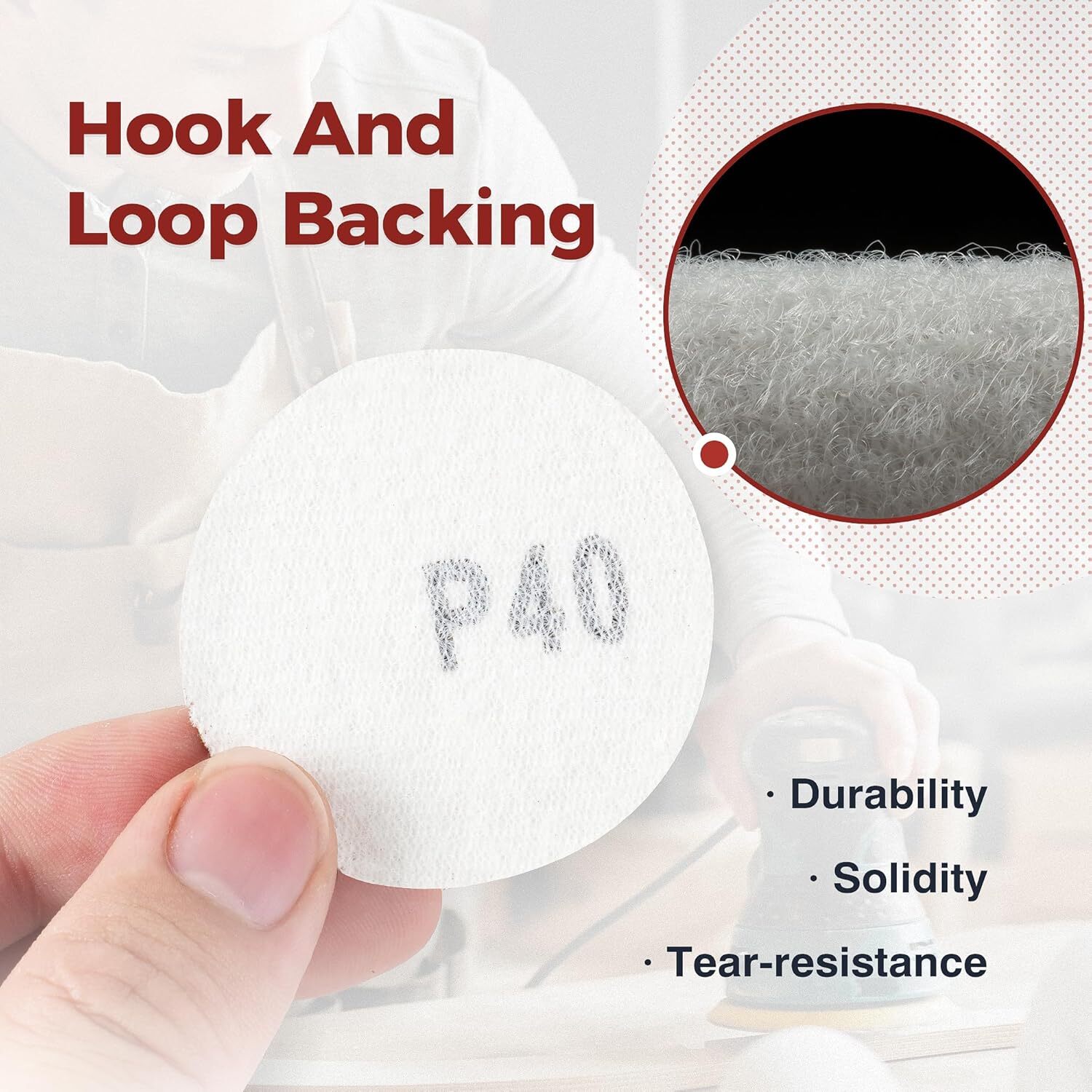 2 Inch Hook and Loop Sanding Disc No-hole 100PCS 40-3000 Grit Orbital Sander Pad