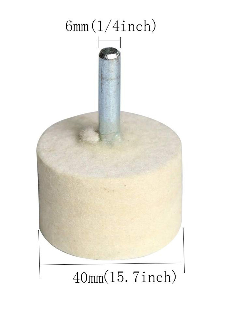 10 Pieces 1/4” Shank Wool Felt Polishing/Buffing Wheel Grinding Head Fits Elect