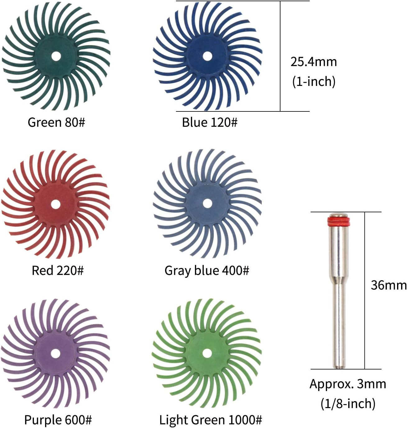 Radial Bristle Disc, 66Pcs (1″) Detail Abrasive Brush Kit (1/8″ Shank Mandrel