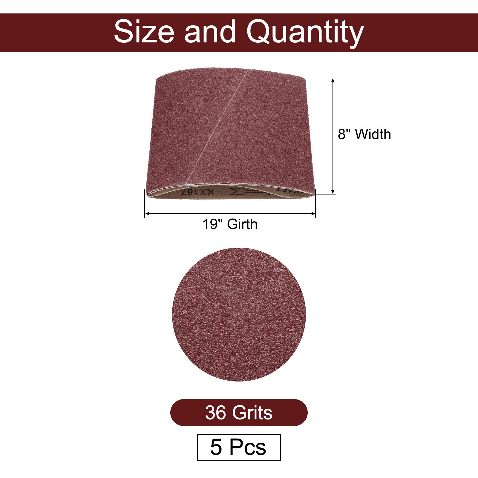 5pcs 8″ x 19″ Sanding Belts 36 Grits Aluminum Oxide Abrasive Sander Belt