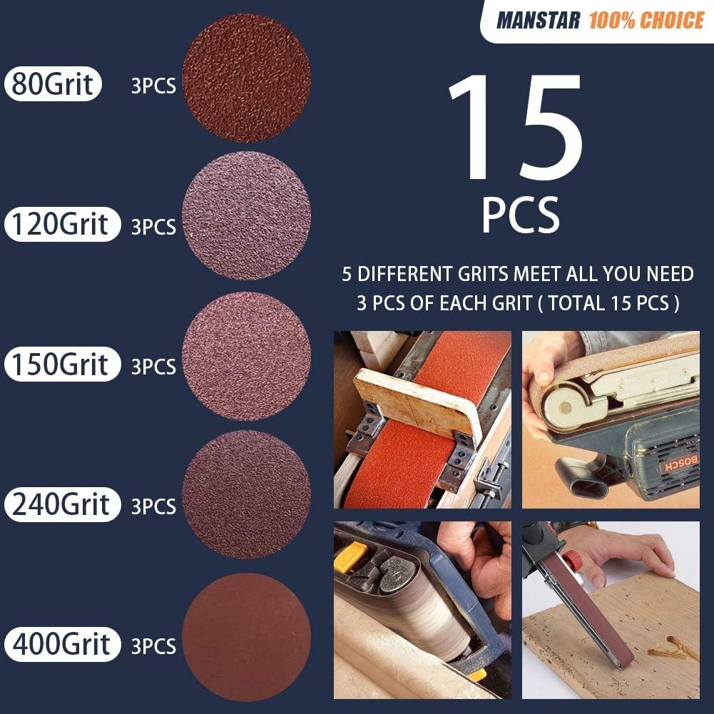 High-Performance 15 Pcs Sanding Belts – 1×30 inch with 80/120/150/240/400 Grits