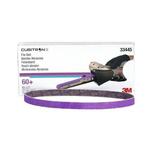 3M Cubitron II 33445 Sanding Belts, 1/2 in x 18 in, 60 Grit, Purple, 10 belts