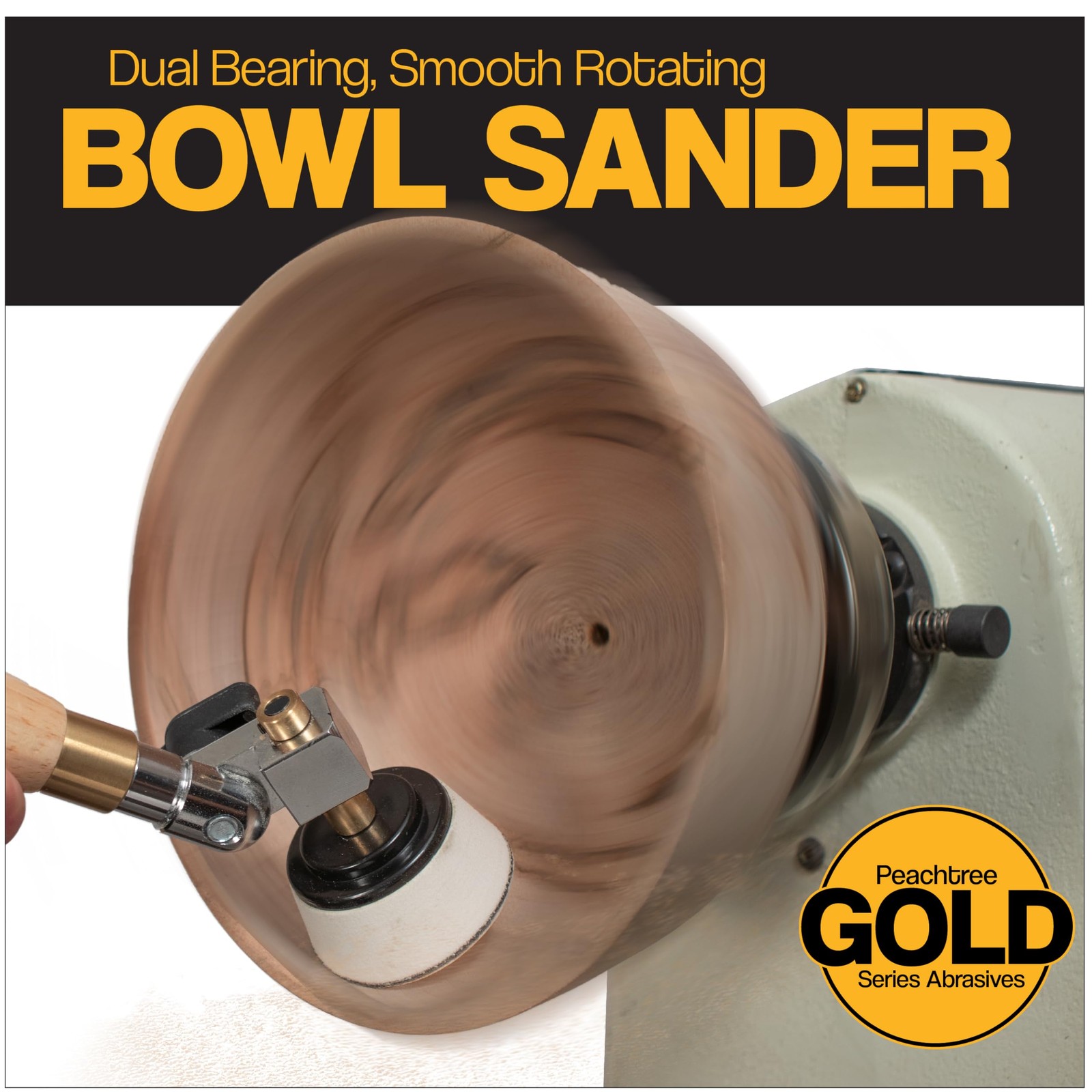 2 Inch Diameter Bowl Sander With Dual Bearing Head And 2 Inch Foam Hook And Loop