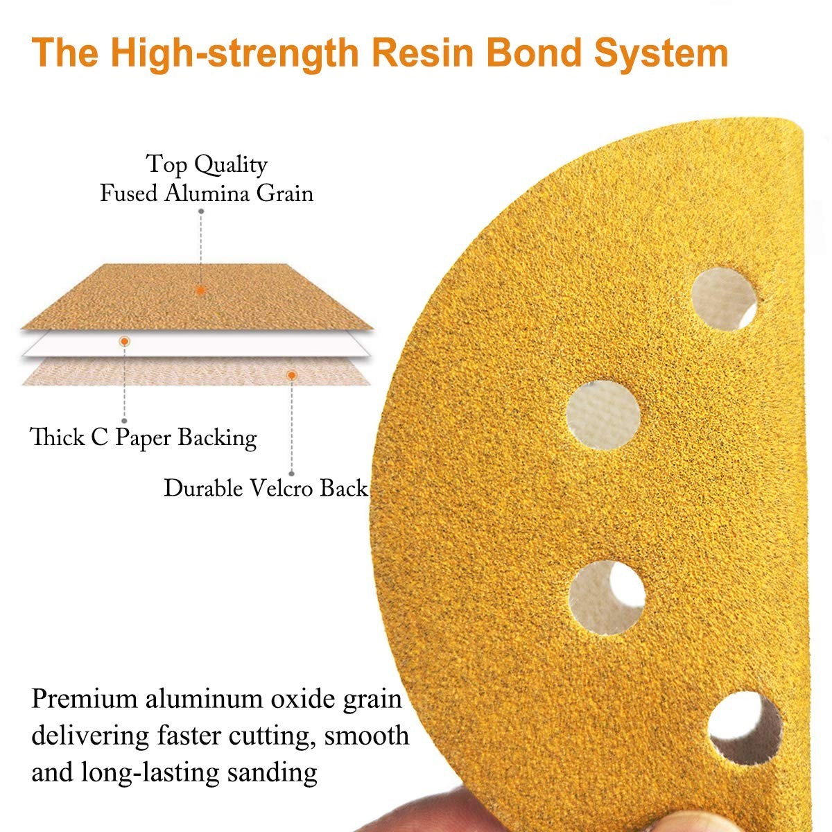 100PCS Sanding Discs 5″ 8-Hole 120 Grit Orbital Sander Pads Sandpaper Gold NEW