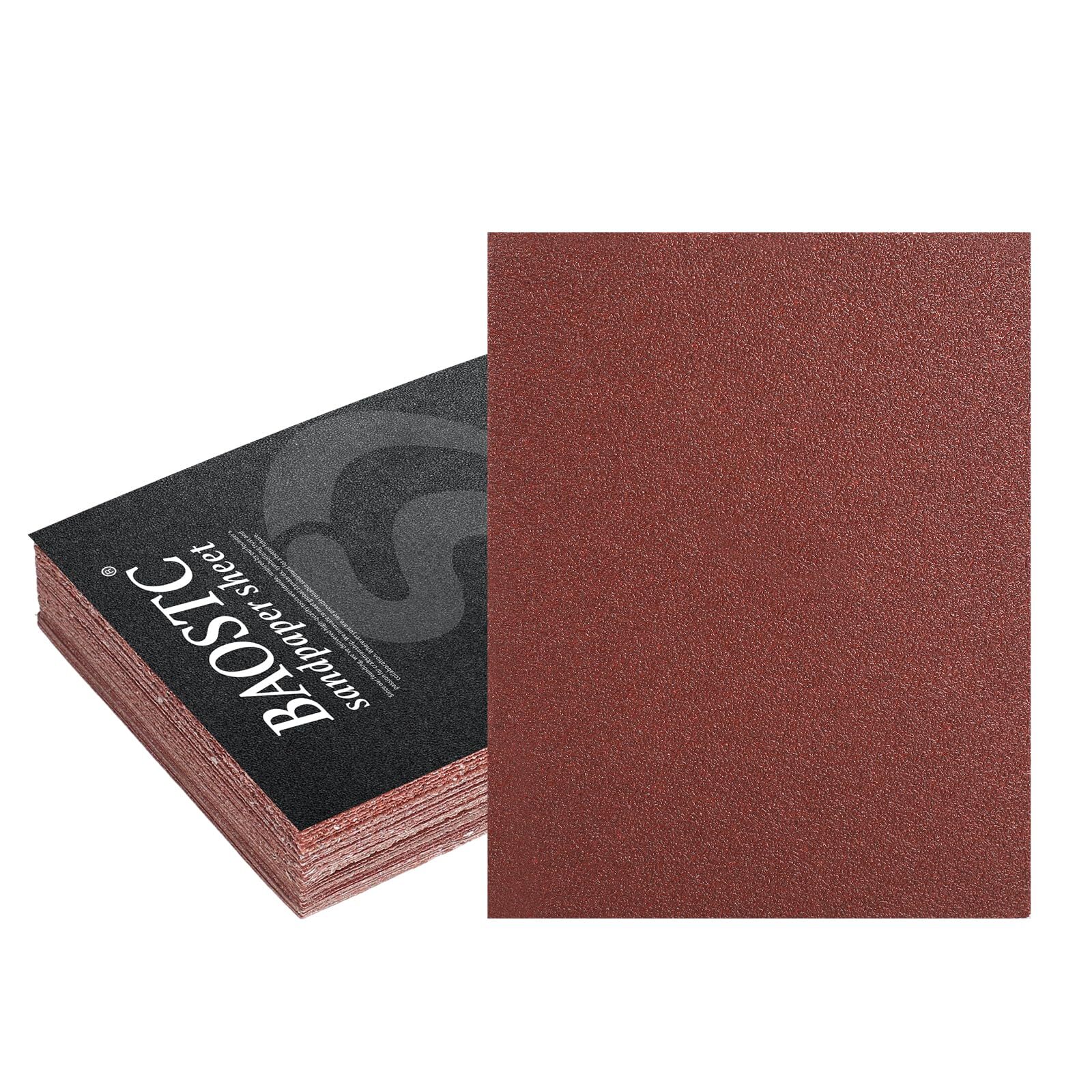 1/4 Sandpaper Sheet – 4-1/2” x 5-1/2” P80 Grit Red Aluminum Oxide Plain Backi…