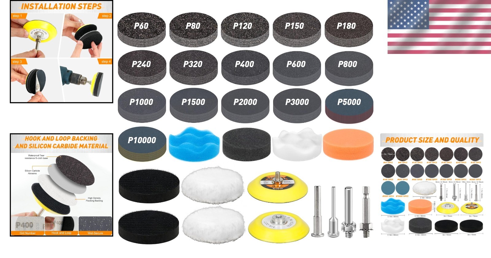 174 PCS Versatile 3-Inch Sanding Discs – Wet and Dry Use for Flawless Surfaces
