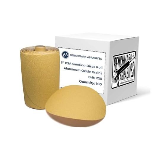 PSA Gold 5 Inch Self Adhesive Sanding Discs w/Aluminum Oxide 5 inch 220 Grit