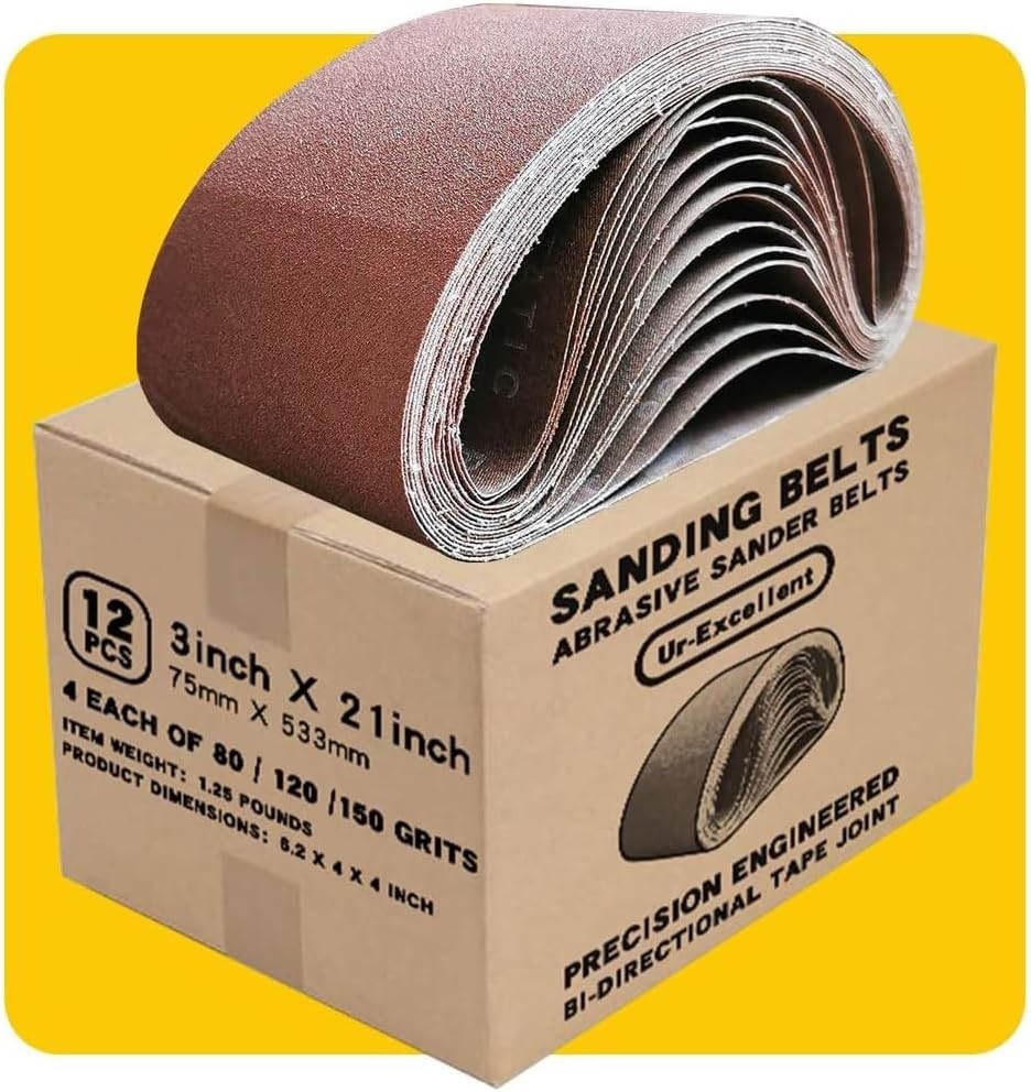 3×21 Inch Sanding Belt Pack – 12 Pcs of Aluminum Oxide for Pro Sanding