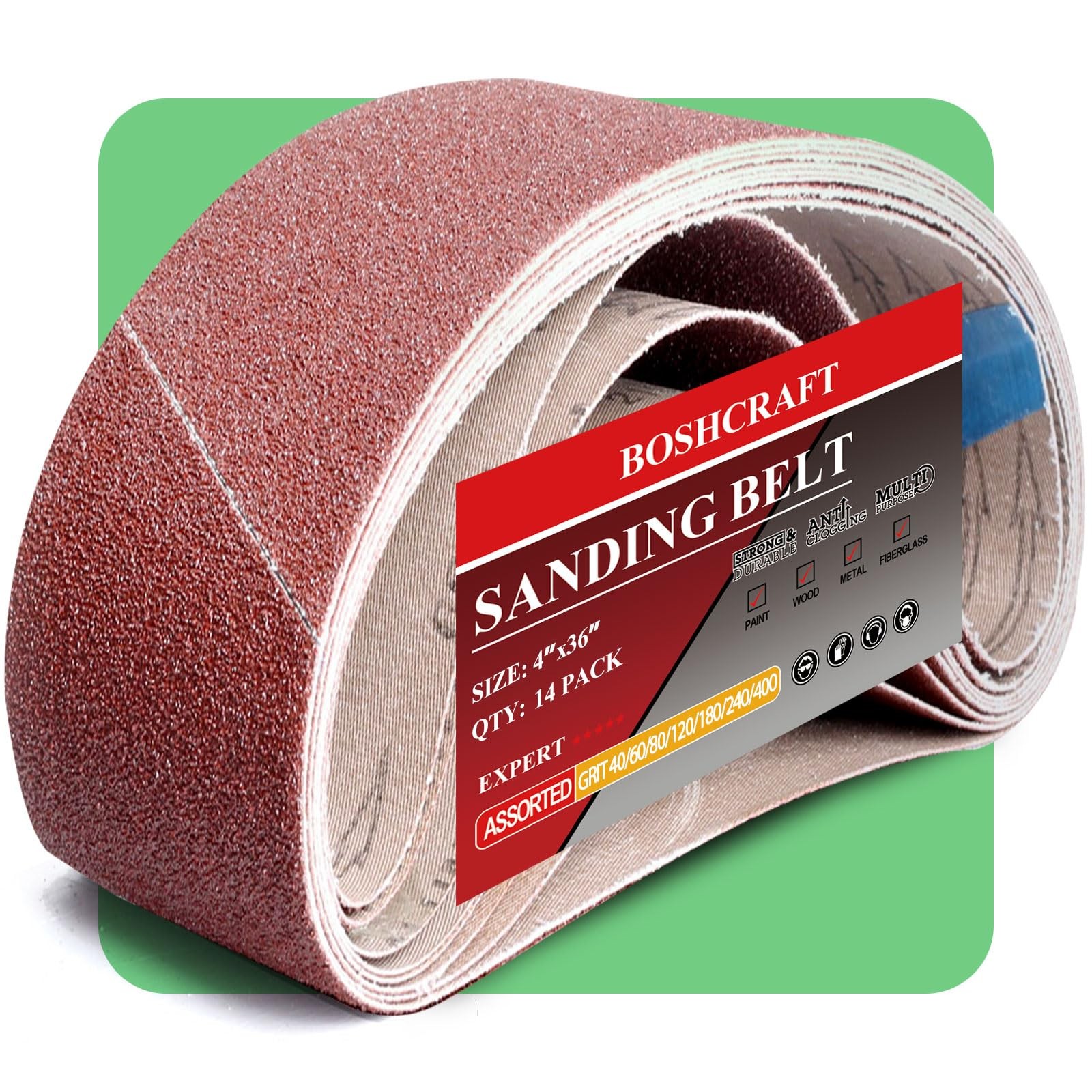 Sanding Belts 4×36 Inch Aluminum Oxide Belt Sander Paper Assortment 14 PCS
