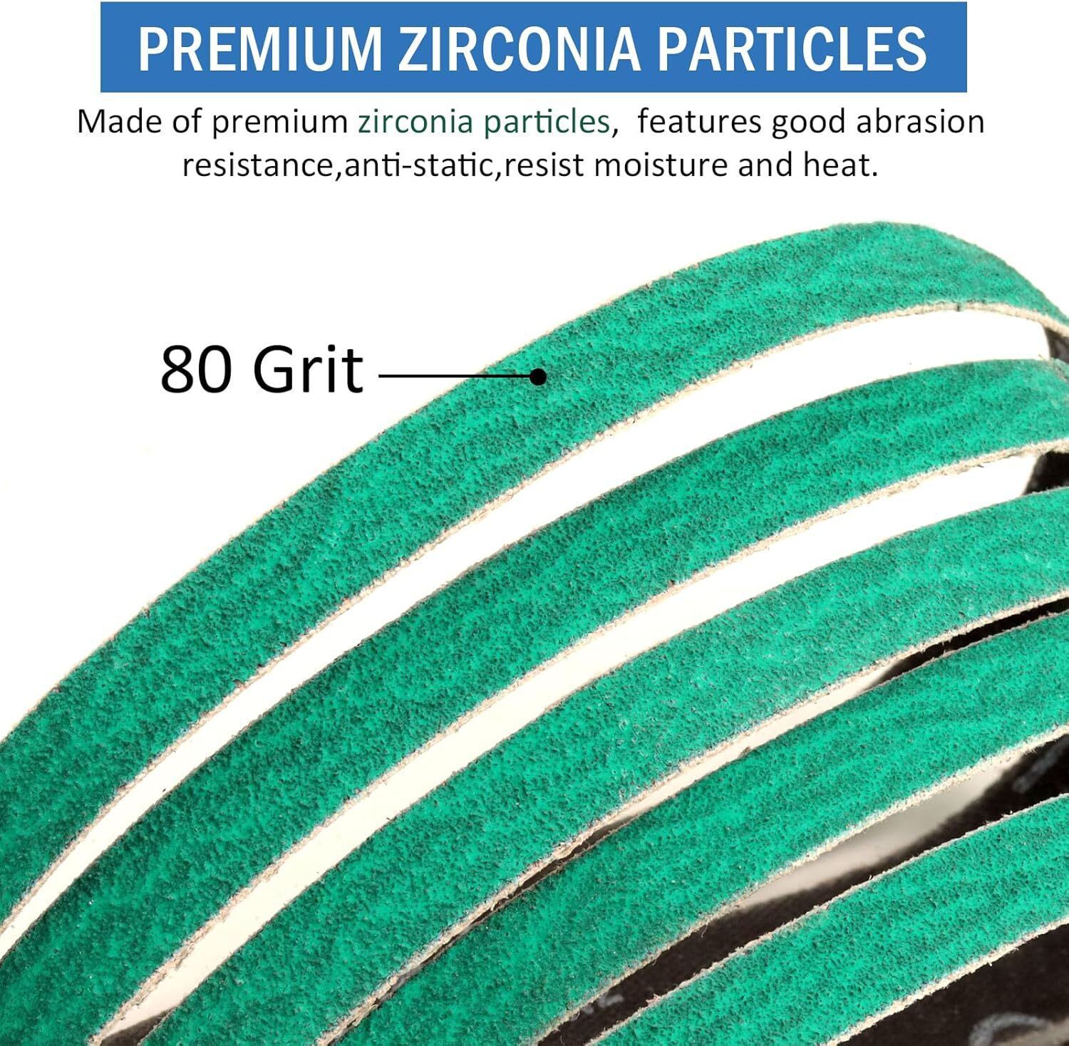 SATC 1/2 Inch x 18 Inch Zirconia Sanding Belts for File Sander, 10-Pack 80 Grit