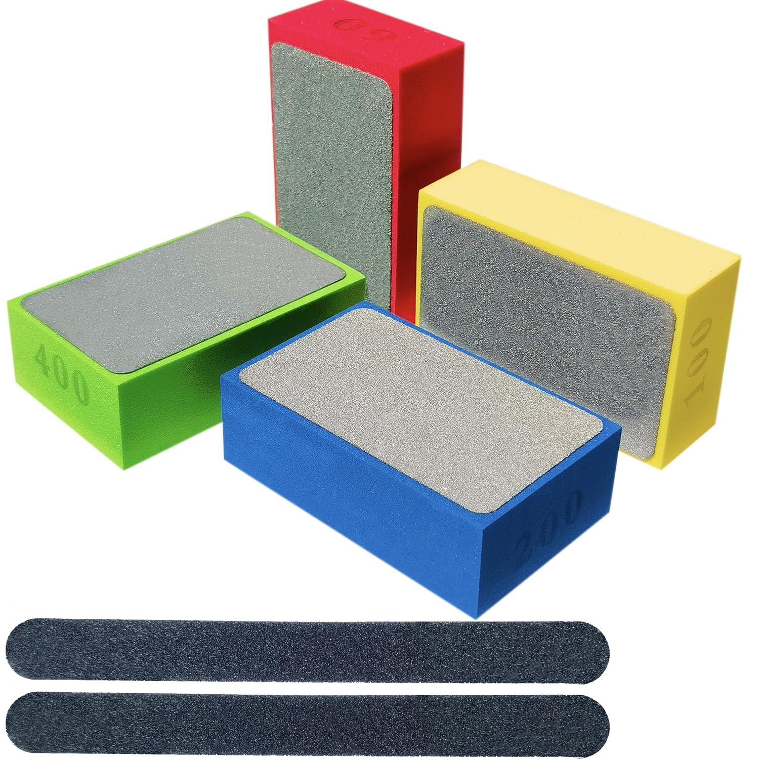 Diamond Polishing Pads 4 Pack 60/100/200/400 Grit Foam Backing Wet & Dry with