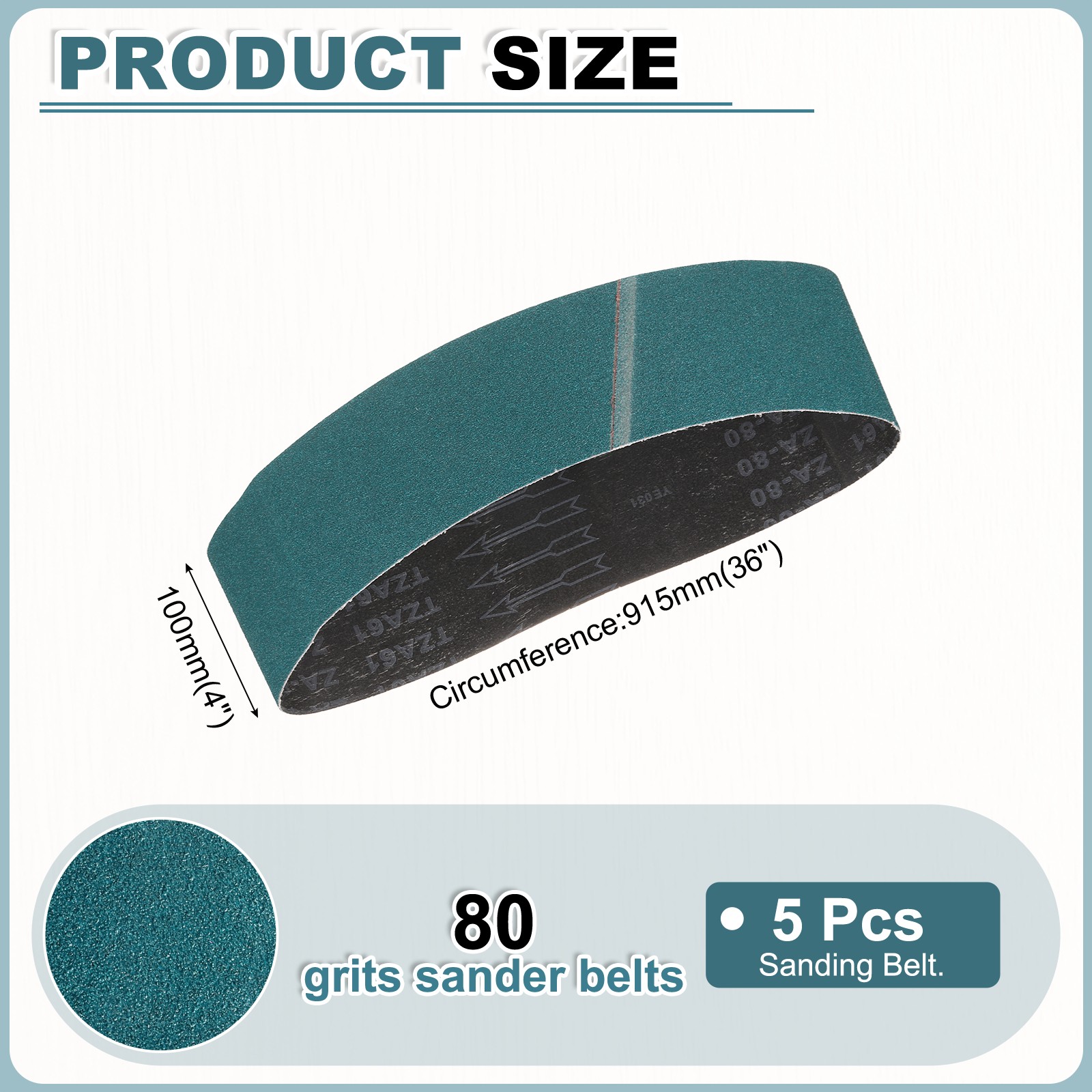 4 x 36 Inch Sanding Belts, 5 Pcs 80 Grit Zirconia Belt