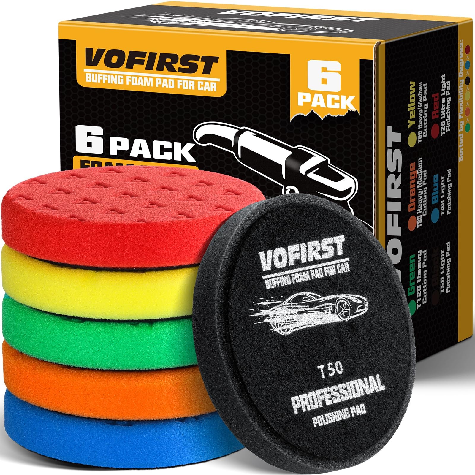 6 Pcs Buffing Polishing Pads, 5.5 Inch Pads for 5 Inch, 6P