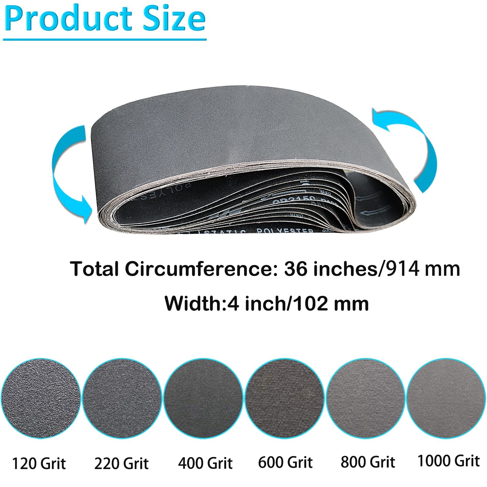 6 Pack 4 x 36 Inch Silicon Carbide Sanding Belts Assortment -120 240 400 600 …