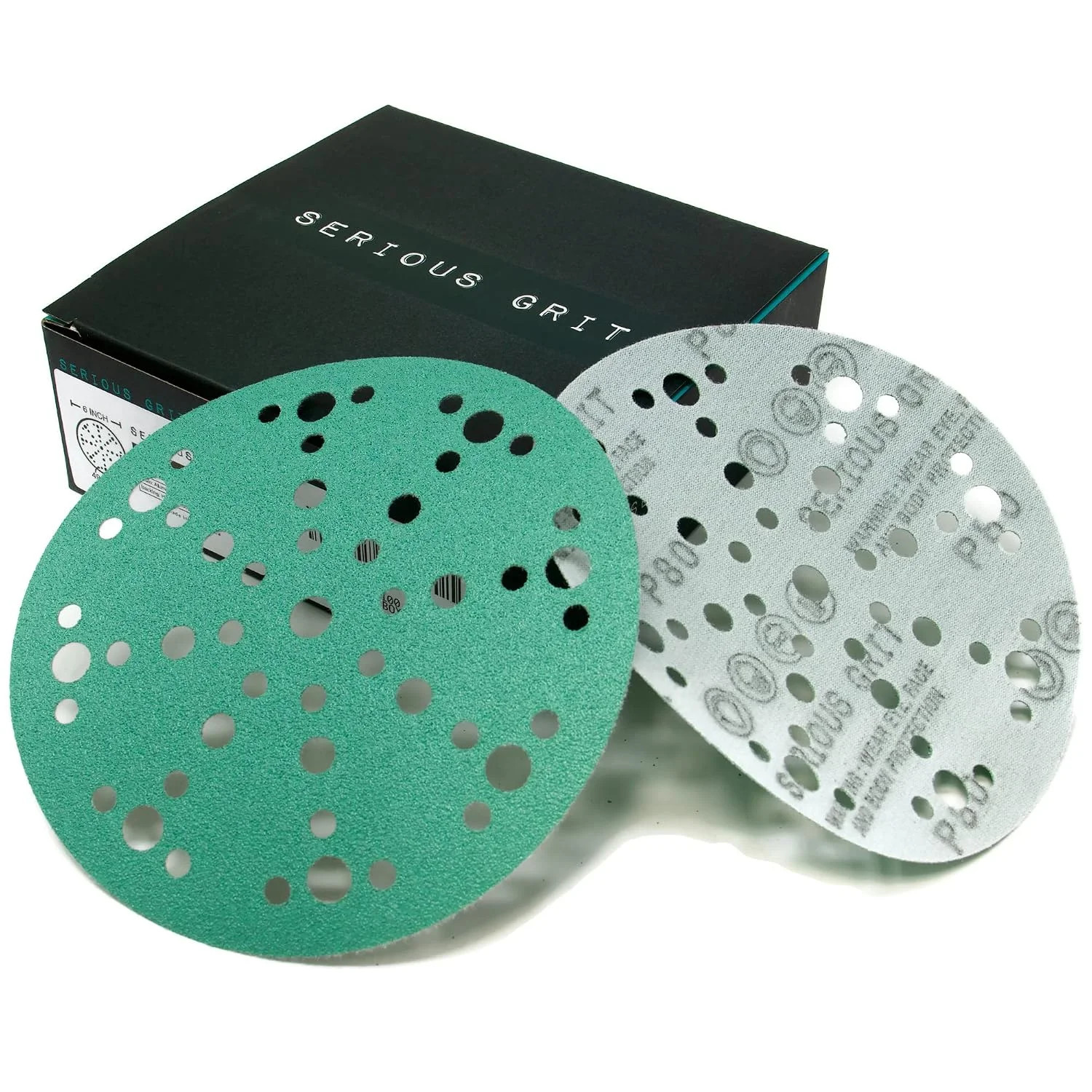 6-Inch 49-Hole 80 Grit Sanding Discs – Heavy-Duty Hook & Loop Film Discs – Sandp