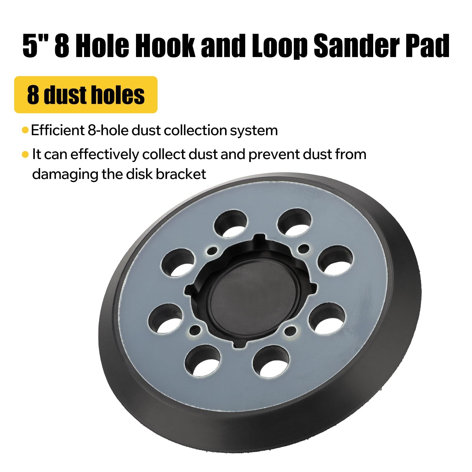 2 Pack Sander Pad for Dewalt DWE64233 & N329079, 5″ 8 Hole Hook and Loop Orbital