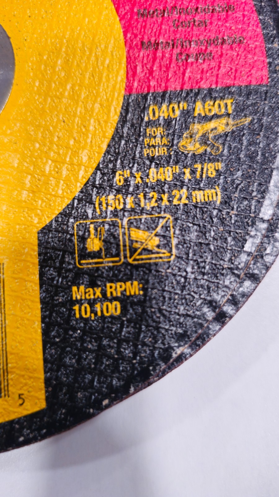 Dewalt DW8725 Pkg of 7 6 inch x .040 x 7/8 inch Cutting Wheels Package of 7