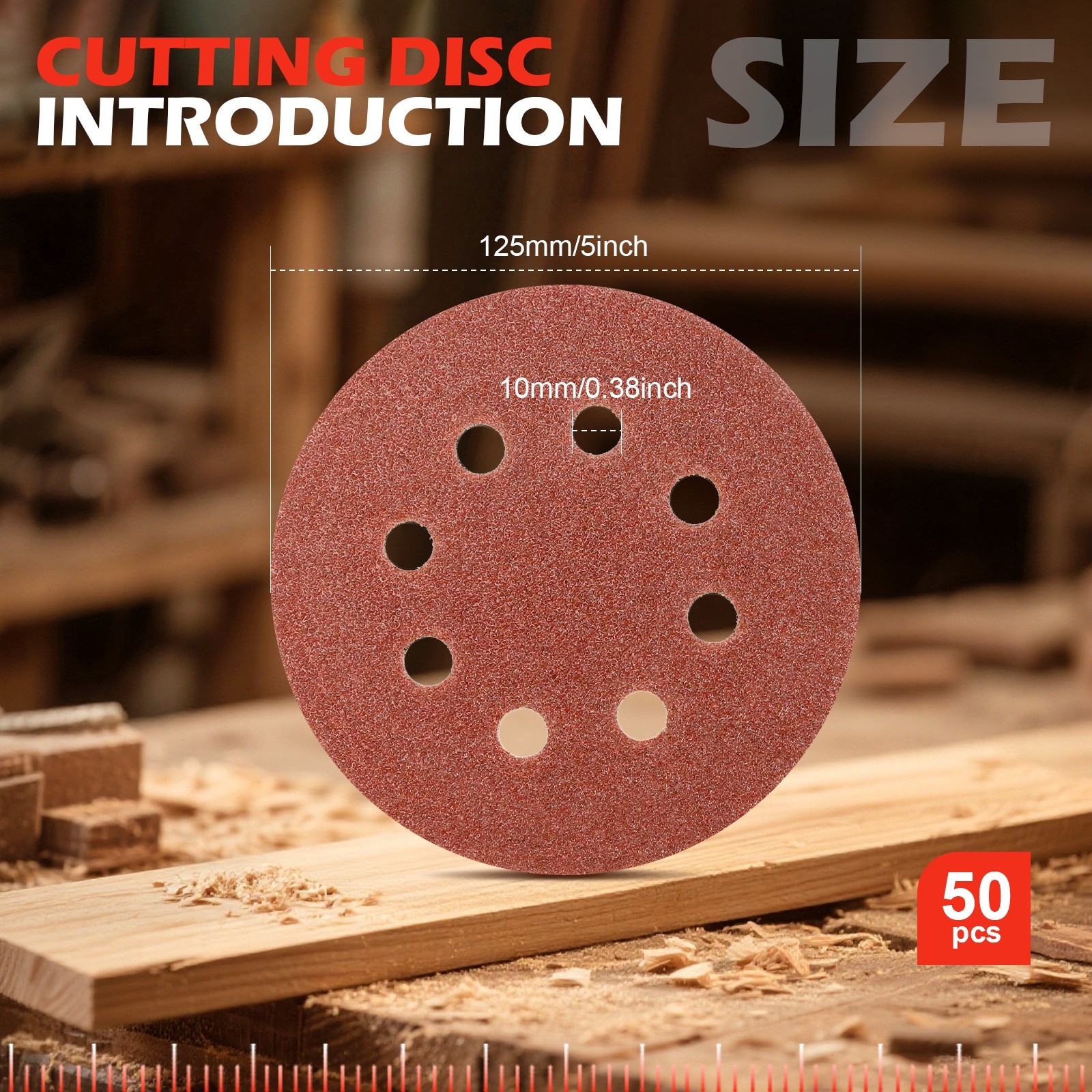 50x 5inch Sanding Discs 120 Grit Hook Loop 8-Hole Orbital Sander Paper DIY Acces