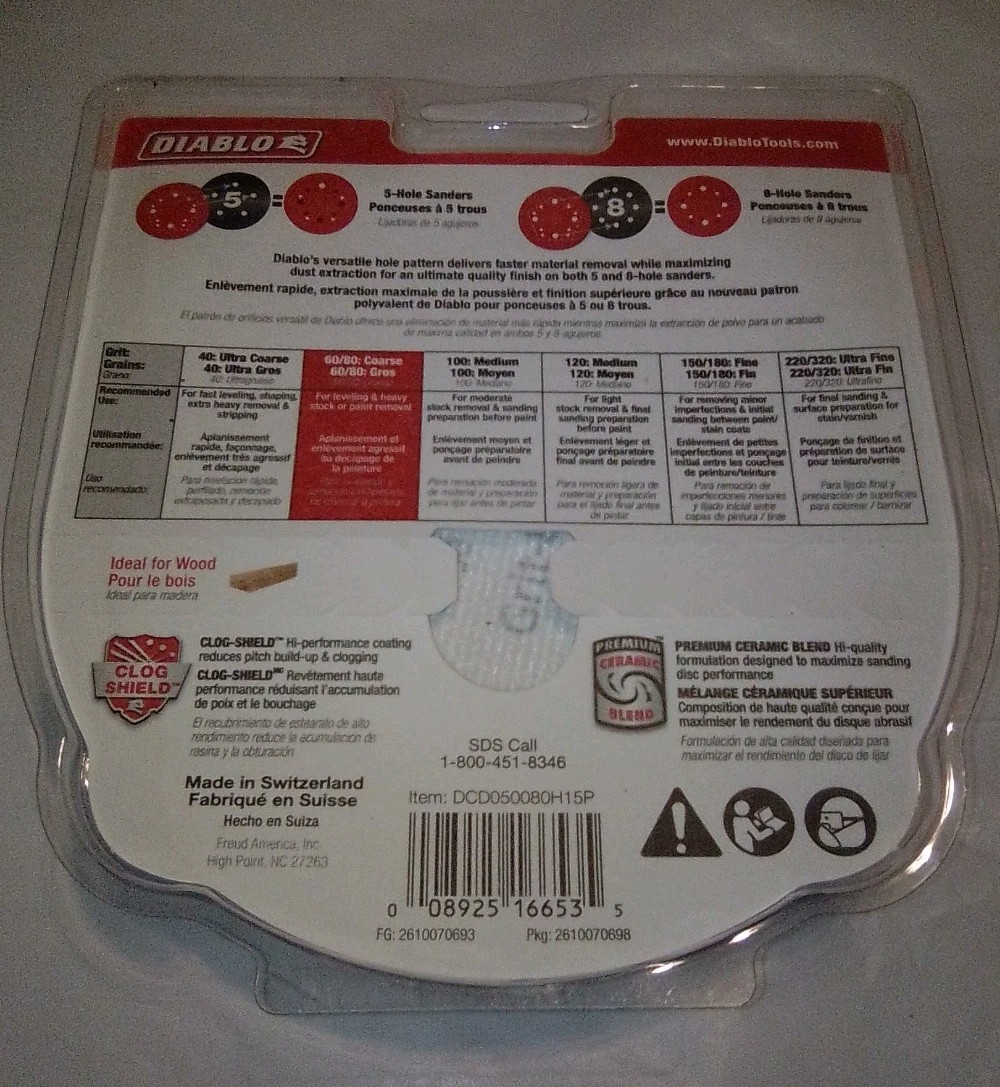 sanding discs diablo 5″/ 125mm 15-pack ceramic blend 80 grit hook and lock new