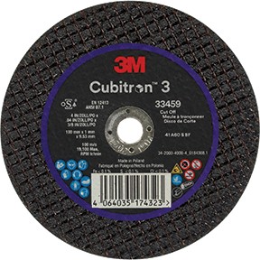 3M™ Cubitron™ 3 Cut-Off Wheel, 4in x 0.04in x 3/8in, 5/Box – 2 Box MMM-33459