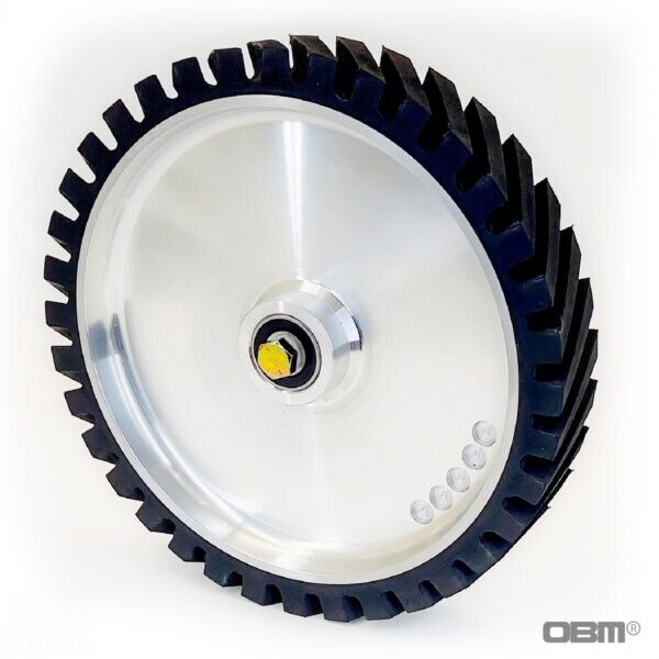 Knife Making: 12″ Rubber contact wheel with 1/2″ bolt axle