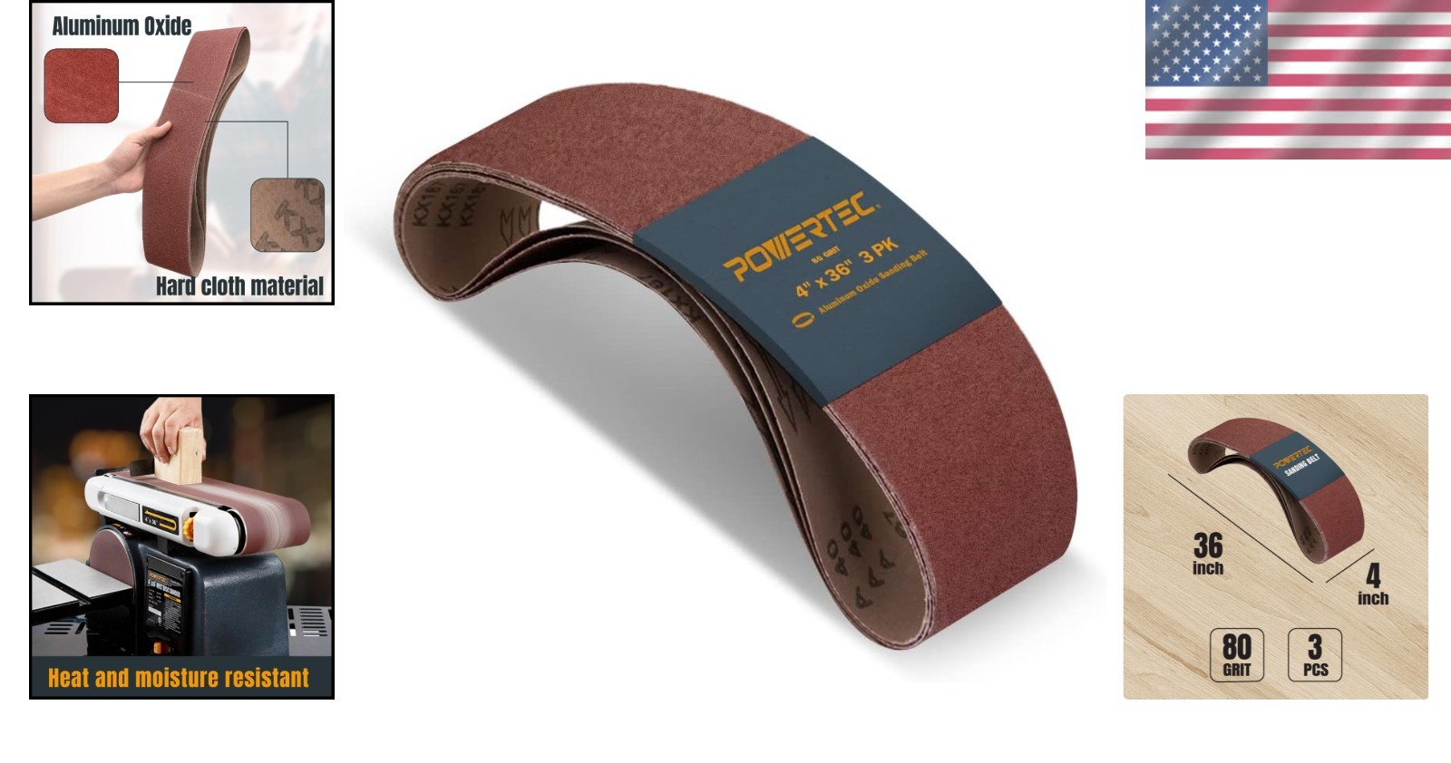 Open Coat 80 Grit Sanding Belts – 3PK, 4 x 36 Inch for Efficient Stripping