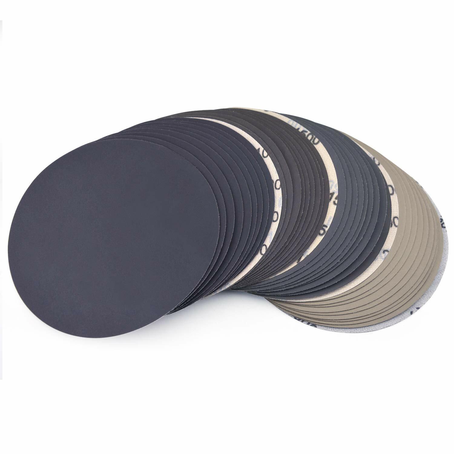 60pc 6 in Hook Loop Sanding Discs Wet Dry Sandpaper 800 1000 1200 1500 3000 Grit