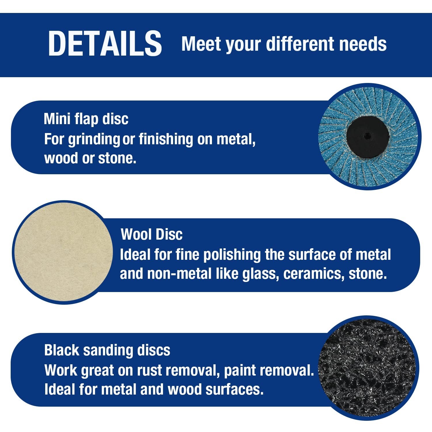 Durable Sanding Discs with 1/4 Inch Holder, Ideal for Rust and Paint Removal