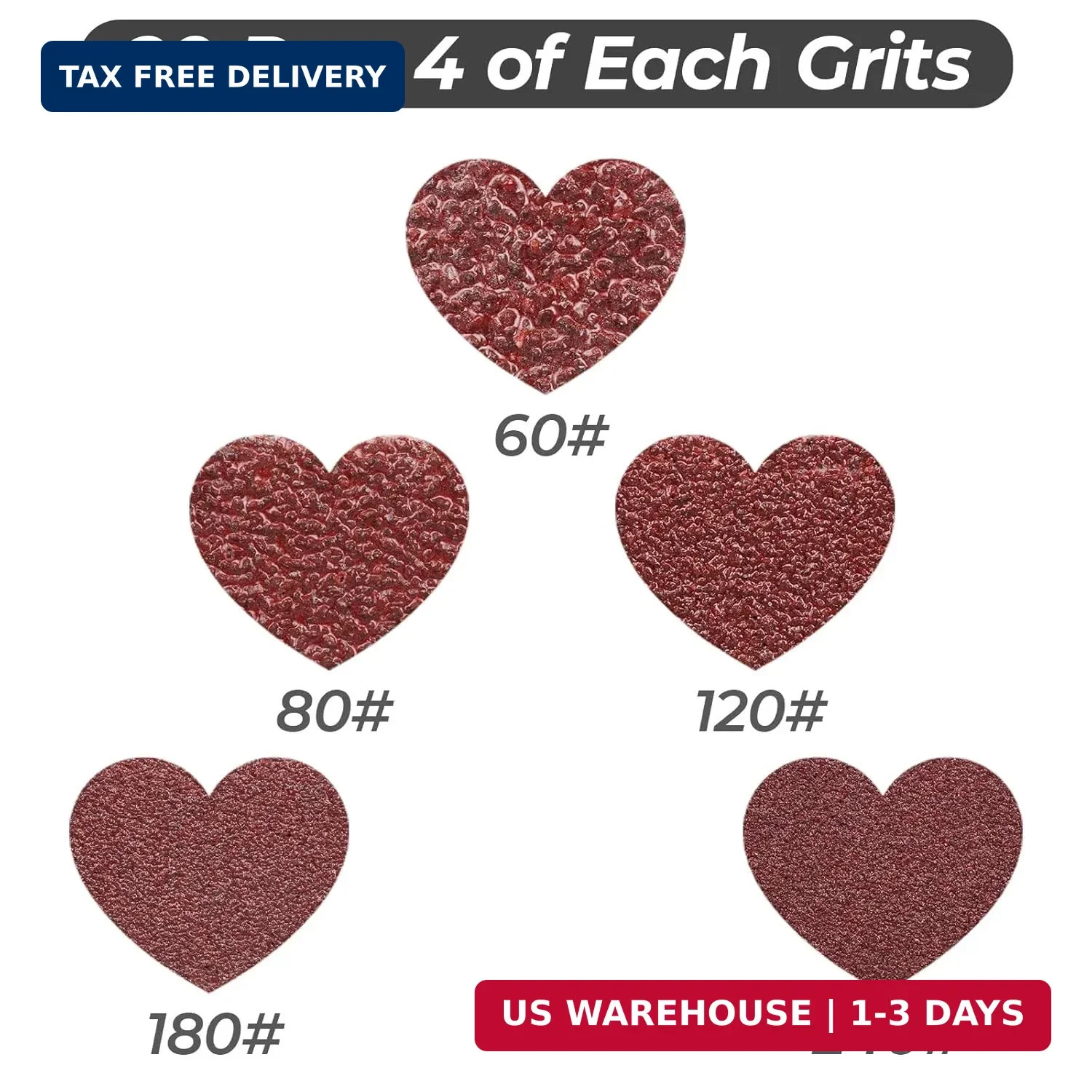 1/2 x 18 Inch Sanding Belts, 20 Pcs, 4 Each of 60/80/120/180/240 Dark Red