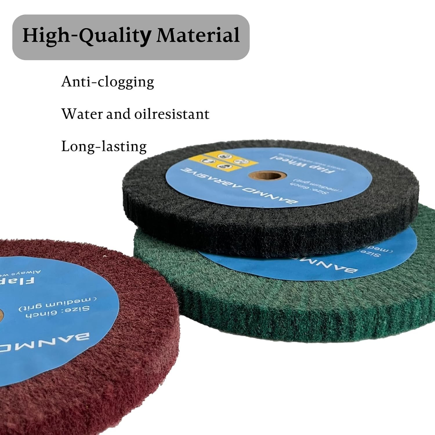 3 PCS 6″ Bench Grinder Polishing Wheels 320/600/800 Grit,0.5″Thickness 0.5″Arbor