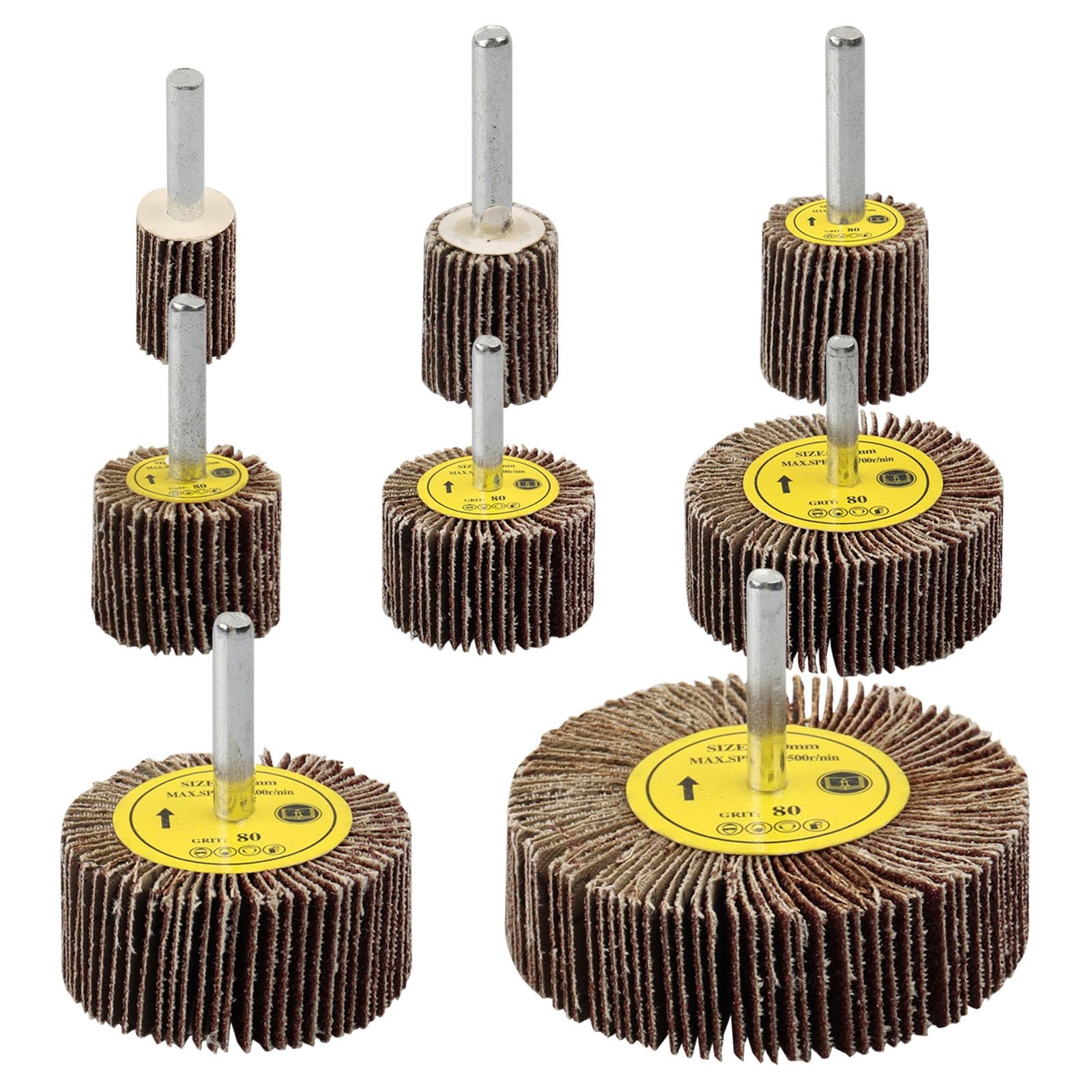8PCS Flap Wheel Sander Set 80 Grit 1/4in Shank Sanding W8Pheels for Rust Removal