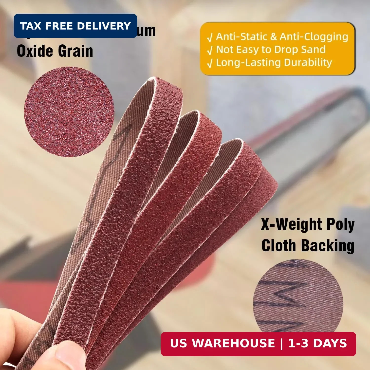 42 Pcs 3/8 x 13 Inch Sanding Belts,3/8×13 Sanding Belts Sandpaper for Air Belt S