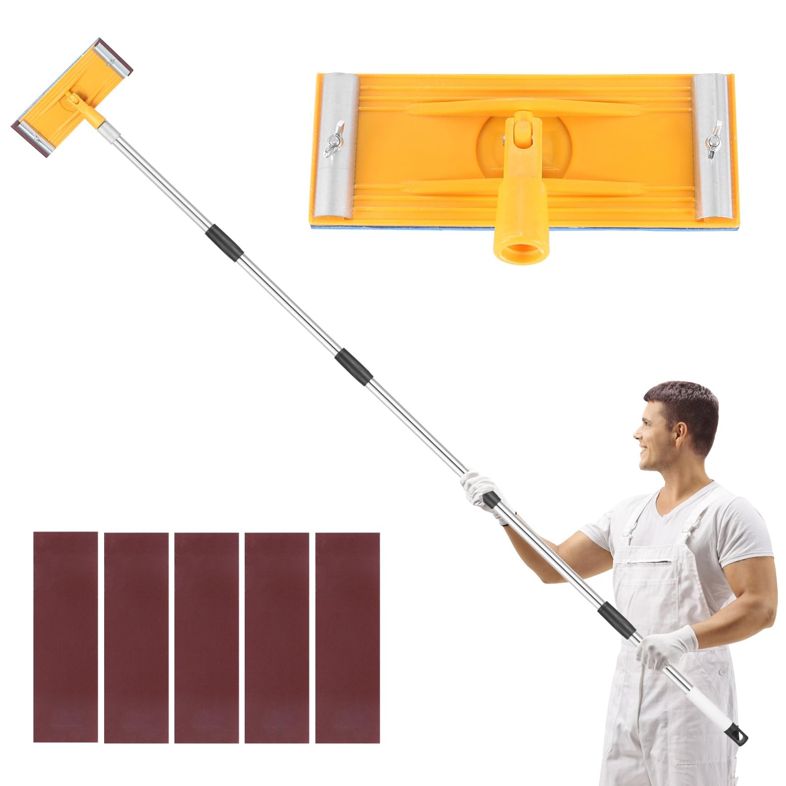 Pole Sander for Drywall, 31-74-inch Manual Hand Drywall Sander with Extension…