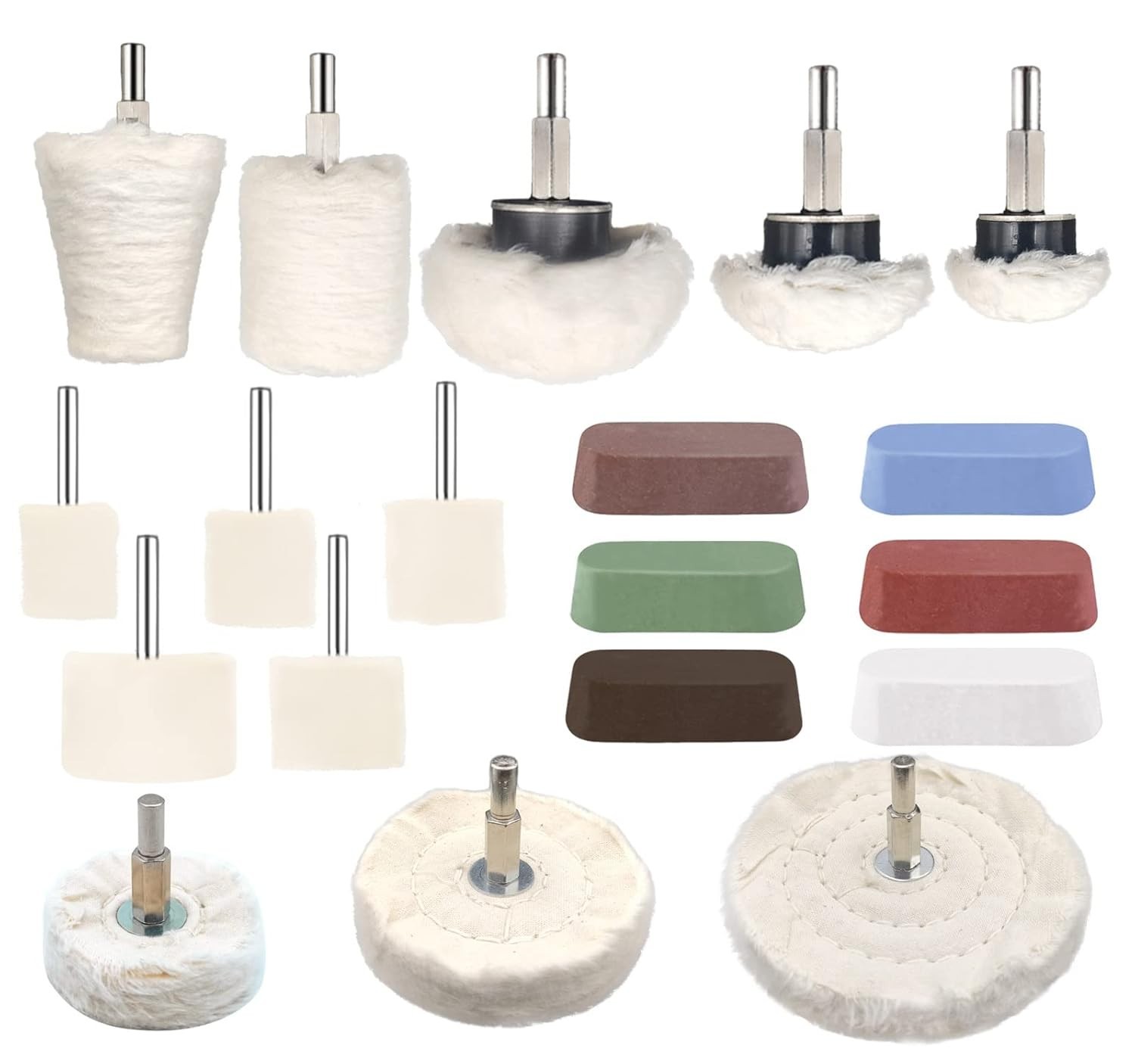 19-Pc Drill Buffing and Polishing Wheel Kit—Ideal for Metal and Glass Finishing