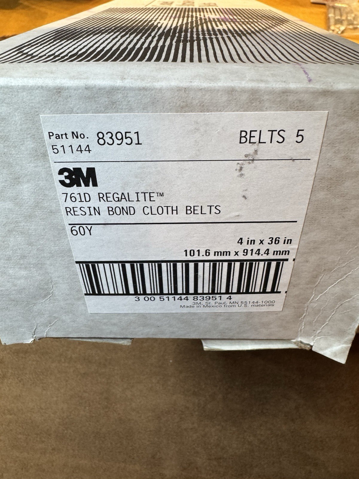 3M Cloth 761D Sanding Belts 10 Total 4”x36”. 60grit