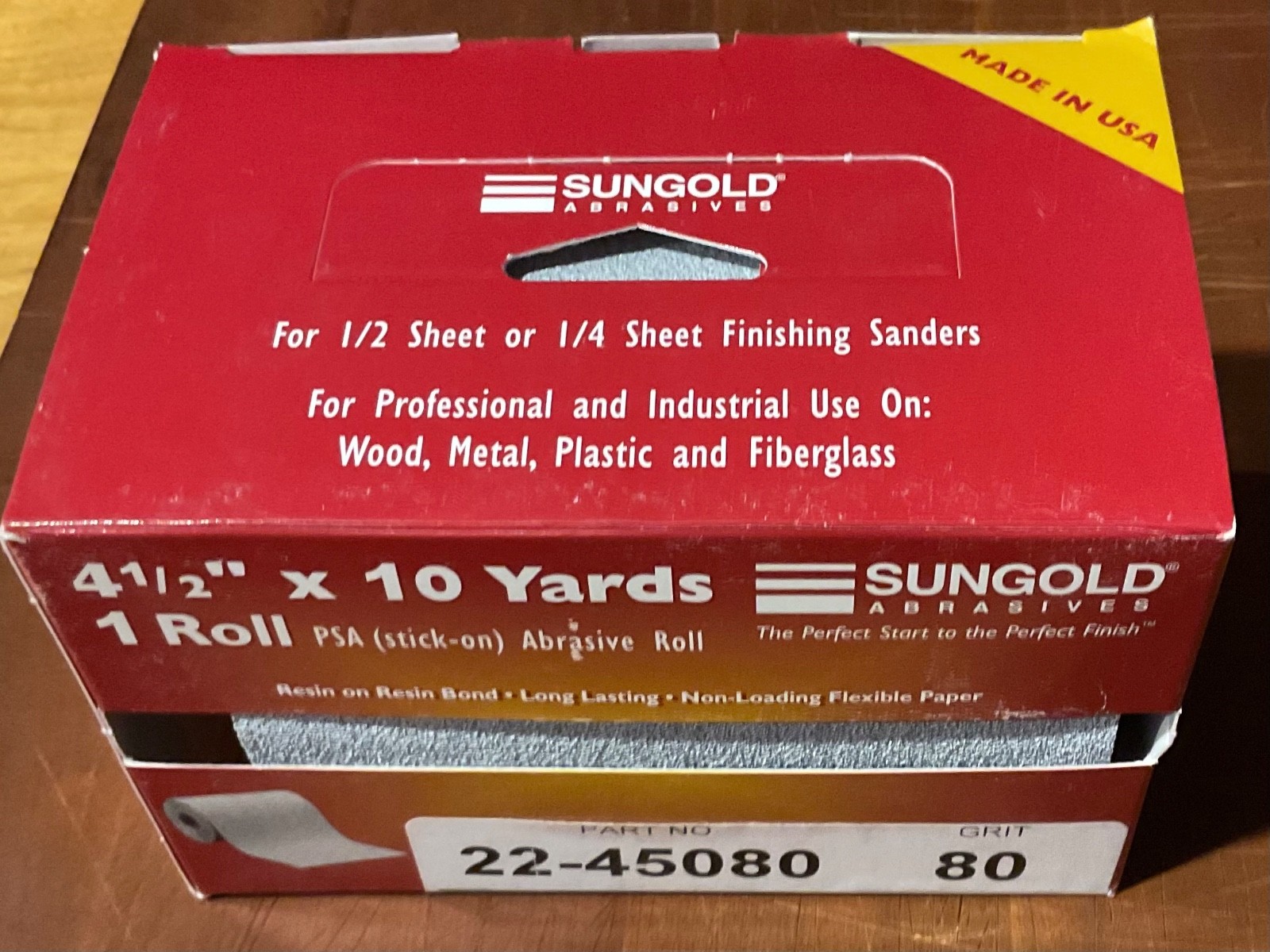 (2) Sungold Abrasives 22-45080 4-1/2″ Wide PSA Roll 80 Grit rolls, gray