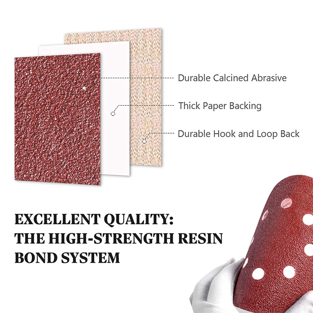 100Pcs 5 inch Sanding Discs 8-Hole Hook Loop for Orbital Sander Paper 150 Grit