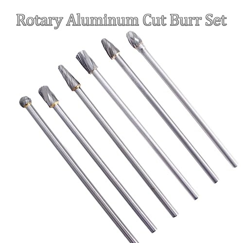6Pcs 10mm Rotary Aluminum Cut Burr Set 6mm 1/4 Inch Head 150mm Carbide Bit