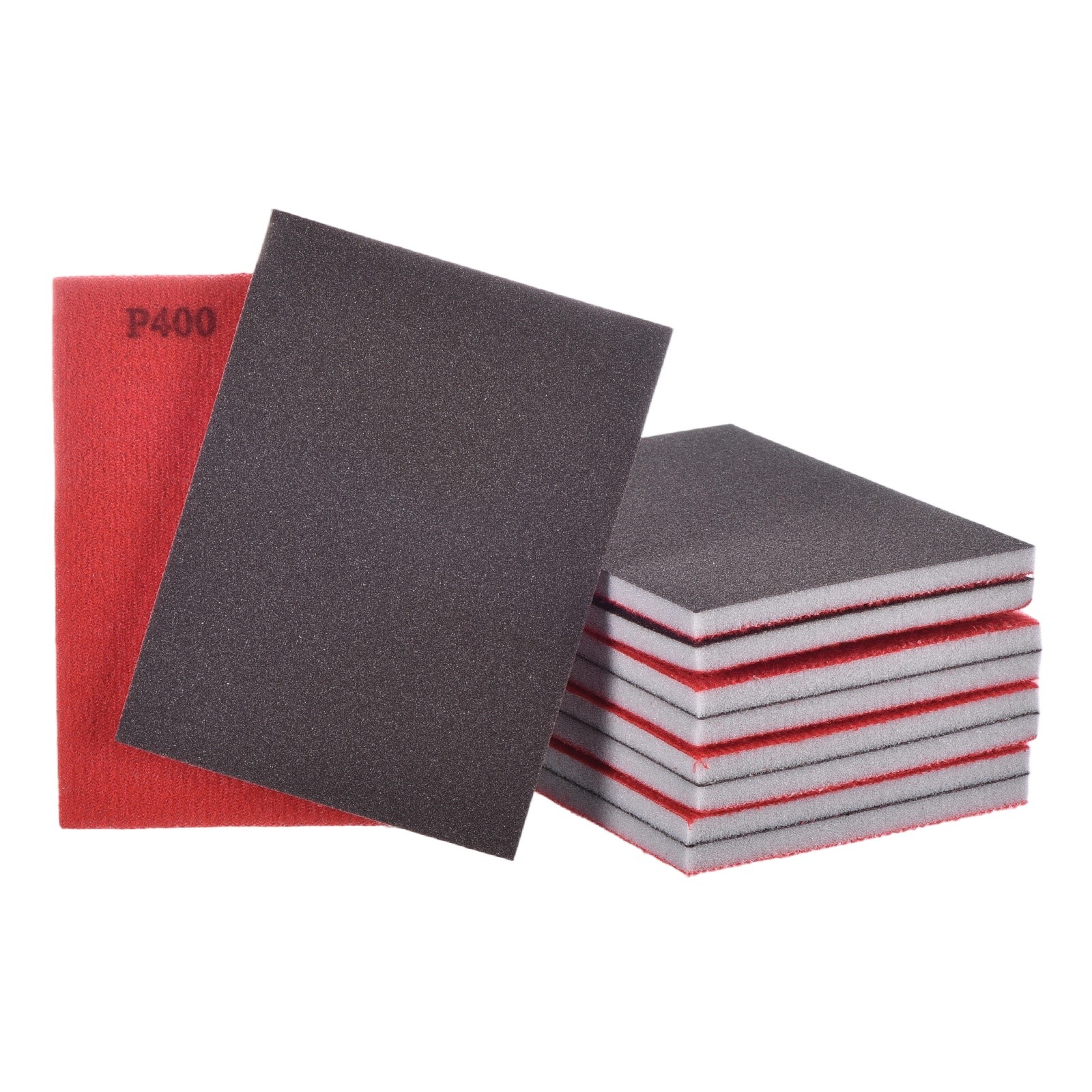 10 Pcs 400 Grit 4 x 2.8 Inch Hook & Loop Foam Sanding Blocks, Black