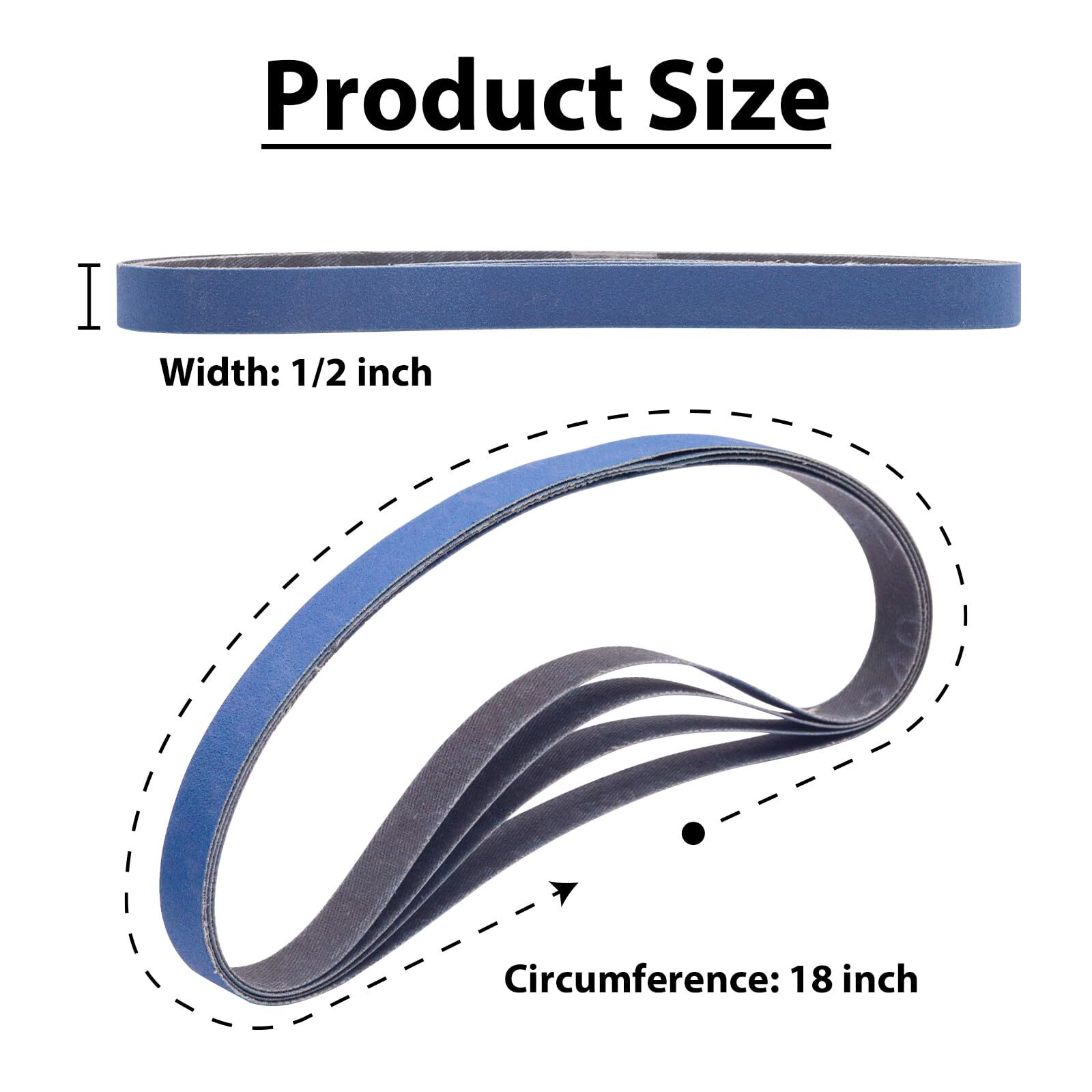 36 Pack 1/2 x 18 Inch Sanding Belts 9 Each of 80/120/240/400/600/800/1000/250…