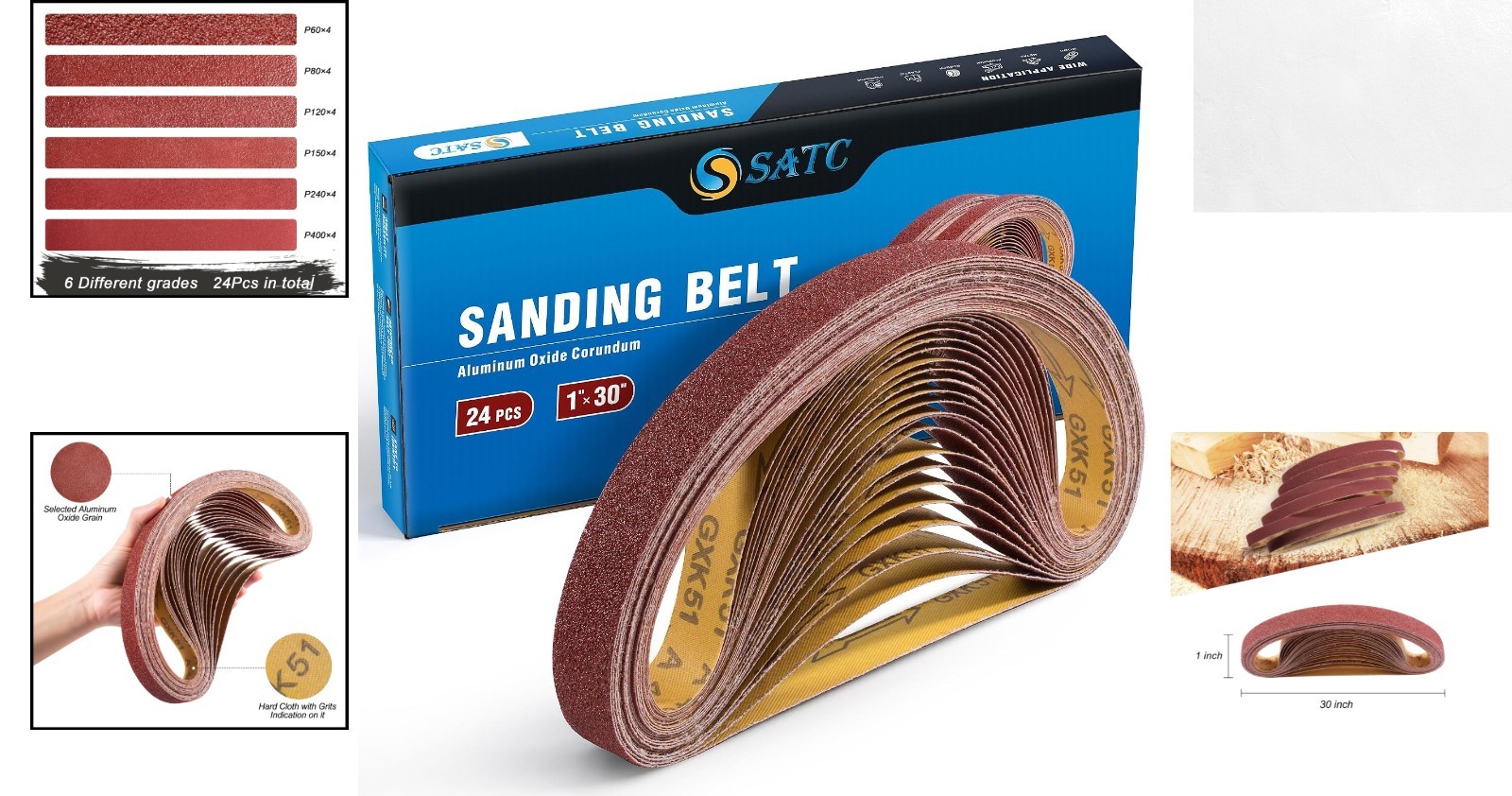 Versatile 1×30-Inch Sanding Belts, 24PCS for Heavy-Duty Projects – All Grits
