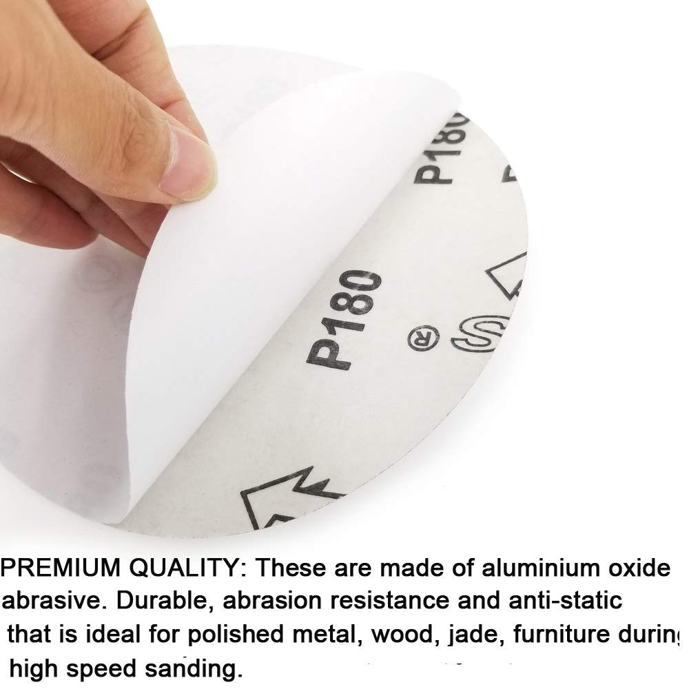 Premium 60 PCS 6″ PSA Sanding Discs – 10 Each of 80 100 120 180 240 400 Grit – 6