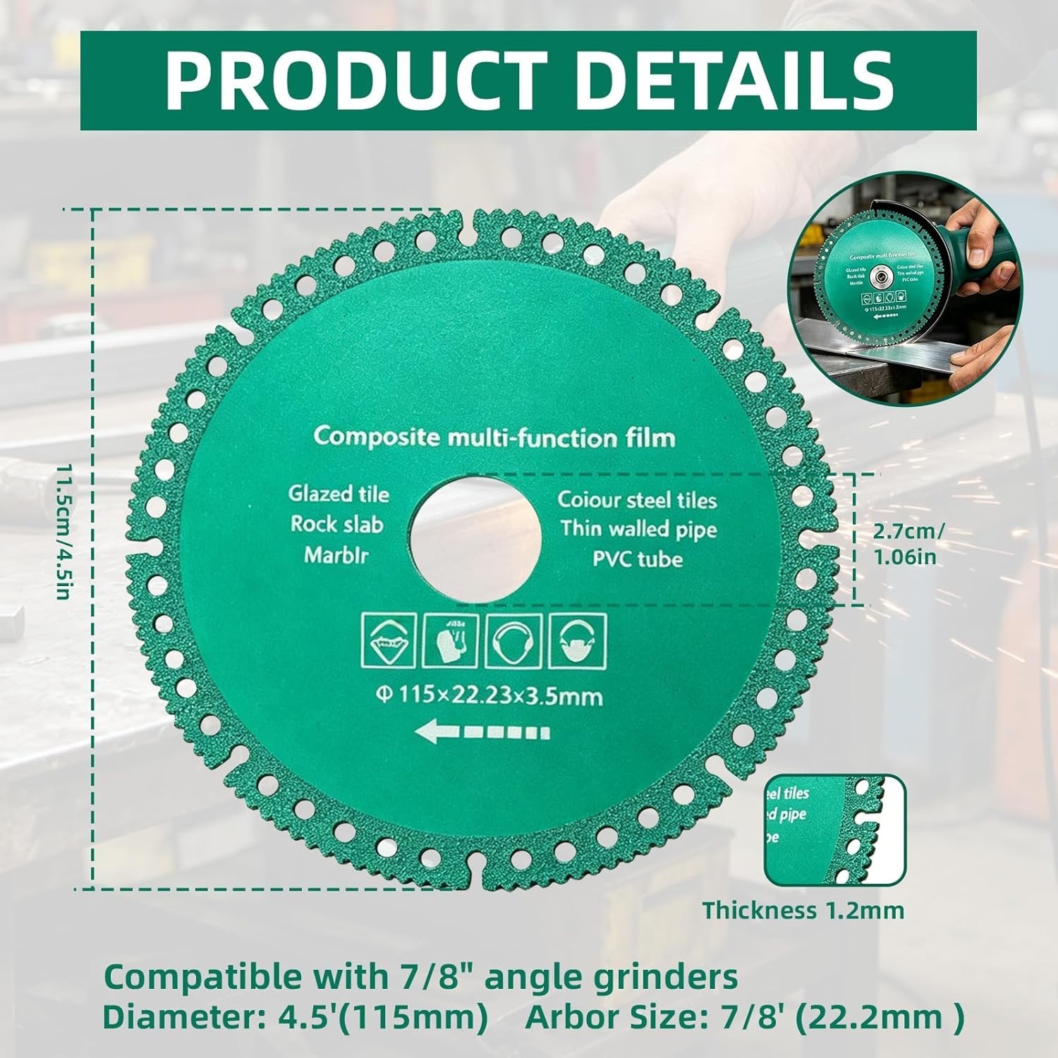 3/5/10 Pcs 4.5” Indestructible Disc for Grinder, Multipurpose Cutting & Grind…