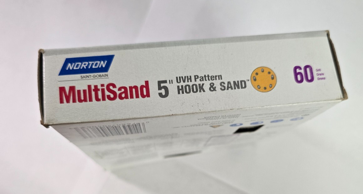5″ Hook & Loop Sanding Discs, 8 Hole, Norton, 60 Grit, #04063, 25 pack