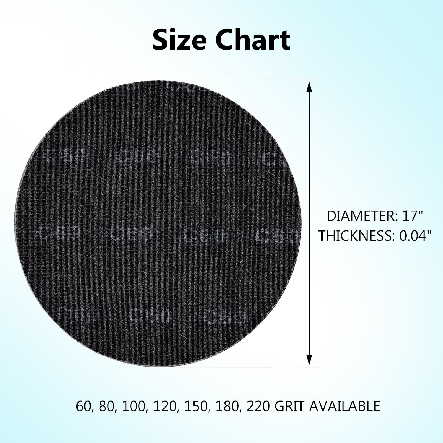 10 PCS 17 Inch Sanding Screen Discs Black Silicon Carbide Mesh 220 Grit Wood